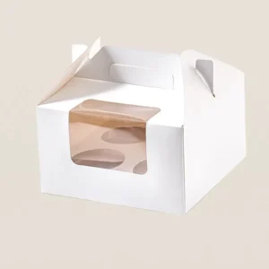 Folding Paper Cake Carrier Box with Handles and Window