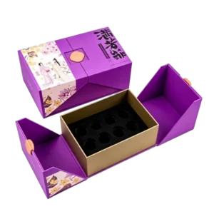 Folding Rigid Jewelry Gift Box with Spot UV, Foil Coating, Embossing, Custom Logo, Christmas Rose Design