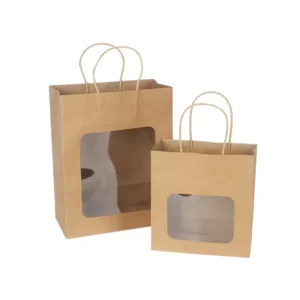 Food Grade Bakery Brown Kraft Paper And Plastic Bread Bag With Window