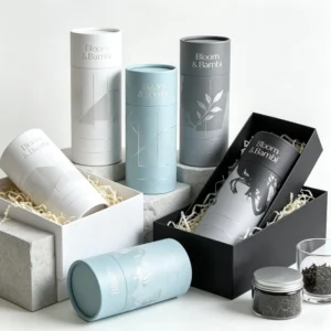 Food Grade Biodegradable Eco friendly Coffee Tea Paper Tube Packaging Custom Logo Cylinder Cardboard Canister UV Silver