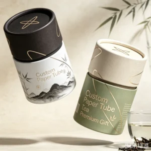 Food-Grade Biodegradable Tea Paper Tube Canister with Custom Logo and UV Silver Foil Printing