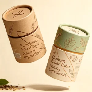 Food Grade Biodegradable Tea Paper Tube Packaging Custom Logo Cylinder Cardboard Canister with UV Silver Foil Printing