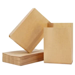 Food Grade Brown Kraft Paper Bag with Sharp Bottom for Bread, Bakery and Takeaway Packaging