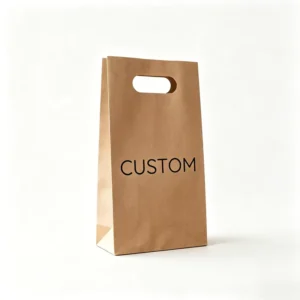 Food Grade Brown Kraft Paper Die Cut Handle Bag Custom Logo Printed Takeaway Shopping Bag for Food and Retail