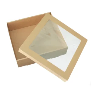 Food-Grade Brown Kraft Paper PET Window Box, Recyclable Rectangular Takeaway Box for Fruit and Sandwiches