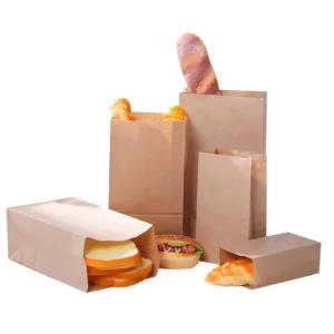 Food Grade Brown Kraft Paper Takeaway Bags Reusable Pizza Burger Bread Snacks Candies Cakes Recyclable