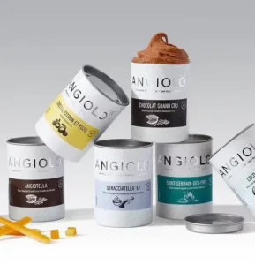 Food Grade Cardboard Paper Tube Frozen Dessert Canister with Metal Lid