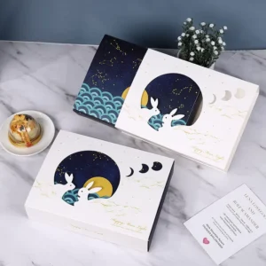 Food Grade Custom Mooncake Box With Ribbon, Size L