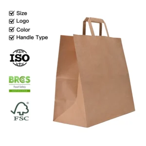 Food-Grade Custom Printed Greaseproof Paper Bag with Handle for Fried Chicken and Burgers