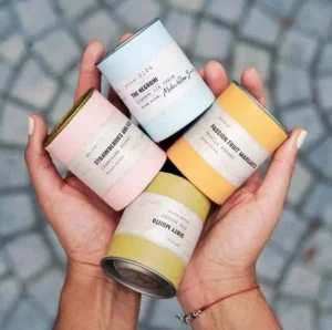 Food Grade Custom Printing Cardboard Paper Tube Gelato Ice Cream Packaging Paper Canister With Metal Lid with Sticker