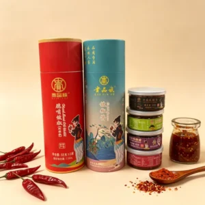 Food-Grade Customized Paper Canister Tube for Chili Sauce Condiment Jar Gift Pack