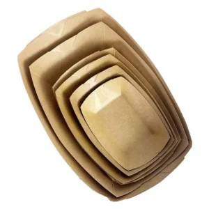 Food-Grade Disposable Boat-Shaped Kraft Paper Tray for Fried Snacks and Commercial Kitchen Use