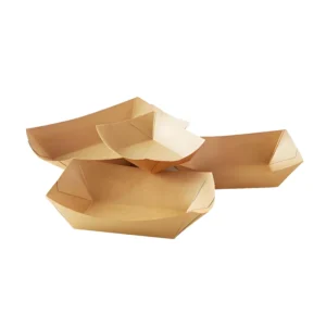 Food Grade Disposable Oil Proof Biodegradable Ship Shaped Paper Tray for Restaurant Fried Snack Food