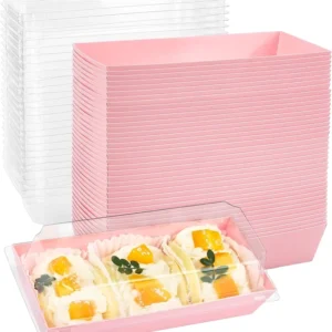 Food Grade Disposable Take Away Kraft Packaging Paper Box Custom Logo With PET Lid Clear Window