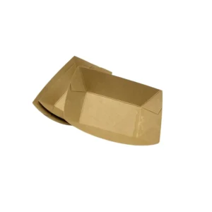 Food Grade Disposable Waterproof Biodegradable Kraft Paper Ship-Shaped Tray for Fried Snack Food