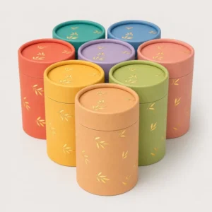 Food-Grade Foil-Lined Biodegradable Kraft Paper Tube Canister for Tea with Gold Foil Logo