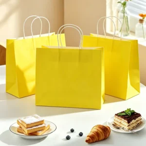 Food Grade Greaseproof Brown Kraft Paper Lunch Bag with Custom Logo for Fast Food Restaurant Takeaway
