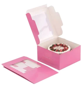 Food-Grade Kraft Cardboard Cupcake Box with Tall Handle for Delivery, Gifts, and Weddings