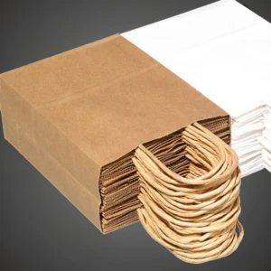 Food Grade Kraft Paper Bag Custom Logo Oil Resistant Handle Bakery Pastry Takeaway Bag