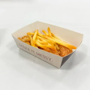 Food-Grade Kraft Paper Boat-Shaped French Fries Tray for Restaurants with Custom Logo