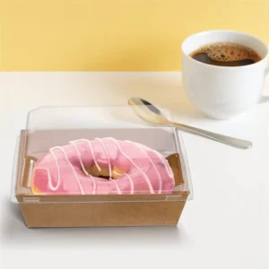 Food Grade Kraft Paper Rigid Boxes for Takeaway Cake, Fruit, Sushi, and Salad, Square/Rectangle, Lid, Glossy Lamination