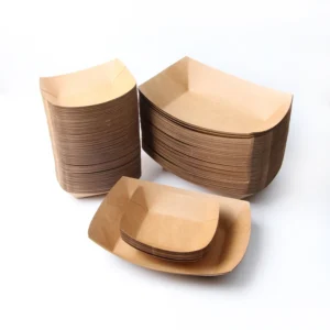Food Grade Kraft Paper Ship-Shaped Disposable Food Tray