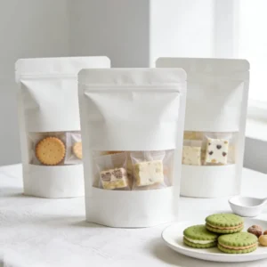 Food-Grade Kraft Paper Windowed Stand-Up Pouch with Resealable Zipper for Coffee, Snacks, and Tea