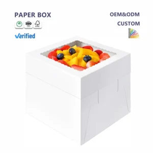 Food-Grade Large Paper Cake Box with Transparent Window, Assorted Colors, Gift Packaging, Recyclable