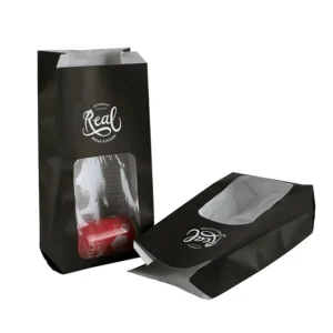 Food Grade Packaging Takeaway Custom Logo Offset Printed Bread Black Kraft Paper Bag with Recycled Materials