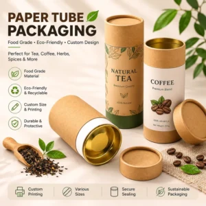 Food Grade Paper Cardboard Custom Cylinder Box Tea Coffee Tube Packaging