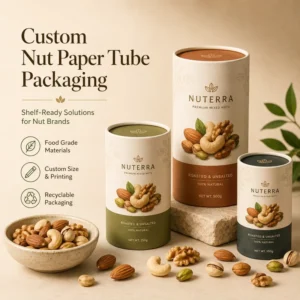 Food Grade Paper Tube for Nuts Airtight Recyclable Canister with Shelf-Ready Printing 100g 250g 500g