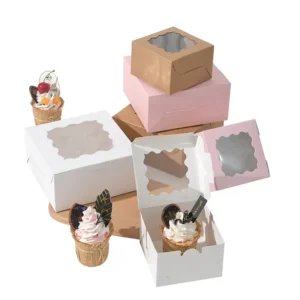 Food-Grade Recyclable Paper Boxes with Clear Window for Cake Packaging