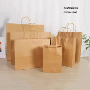 Food Grade Reinforced Square Bottom ECO friendly Kraft Paper Bag for Supermarket Restaurant Takeaway Aseptic Lamination