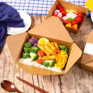 Food Grade Self-Erecting Disposable Takeaway Paper Food Box with Custom Logo Printing