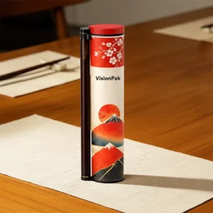 Food Grade Sushi Paper Tube Canister with Chopsticks and Push-Up Design