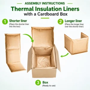 Food Grade Waterproof Eco-Friendly Kraft Paper and Aluminum Recyclable Insulated Box Liner for Seafood Shipping