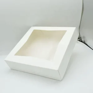 Food Grade White Cardboard Pastry Cake Box with Window, Custom Printed