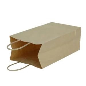 Food Kraft Paper Bags with Handles, White Printed Paper Bags