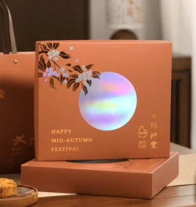 Food Packaging Box with Hollow-Out Pattern for Mooncake, Custom Cosmetic Cardboard Box and Paper Bag