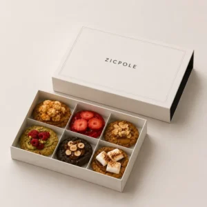 Food-Safe Custom Rigid Paper Drawer Box with Compartment Insert for Cookies, Desserts, and Holiday Gifts