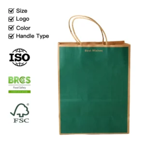 Food Safe Greaseproof Kraft Paper Custom Logo Takeaway Restaurant Packaging Paper Bag