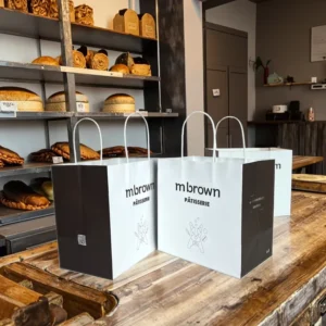 Free Design Takeaway Food Packaging Cardboard Restaurant Coffee Fast Food Takeaway Paper Bag With Handle