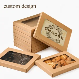Frosted Transparent Window Stackable Foldable Structure Kraft Paper Flat Packaging Box Rectangular Window Kraft Box