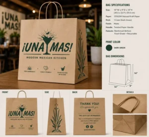 Gift Fast Food Takeaway Big Size Brown Kraft Paper Bags with Handle Custom Print Your Own Logo Shopping Paperbag