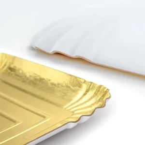 Gold Disposable Rectangular Paper Cake Tray