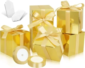 Gold Paper Gift Boxes with Lids for Bridesmaid Proposal, Cupcake, Wedding, Birthday, and Groomsmen Gifts