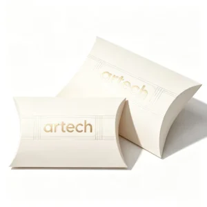 Gold Printed Matte Foldable Pillow Box for Food and Candy