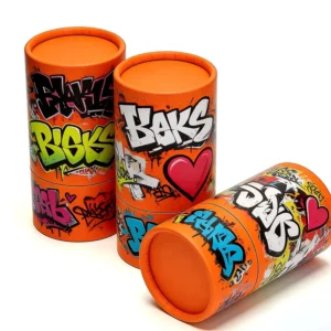 Graffiti Style Eco Friendly Cylindrical Paper Tube Packaging Custom Street Art Print Cardboard Canister Personalized Packaging