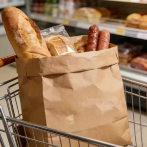 Grease-Proof Brown Kraft Paper Bags with Handles for Restaurant Takeaway Packaging