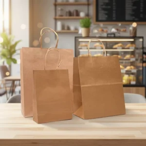 Greaseproof Bakery Paper Bags Kraft Paper Food Bag for Bread Cookie Cake Dessert Bakery Store Takeaway Packaging